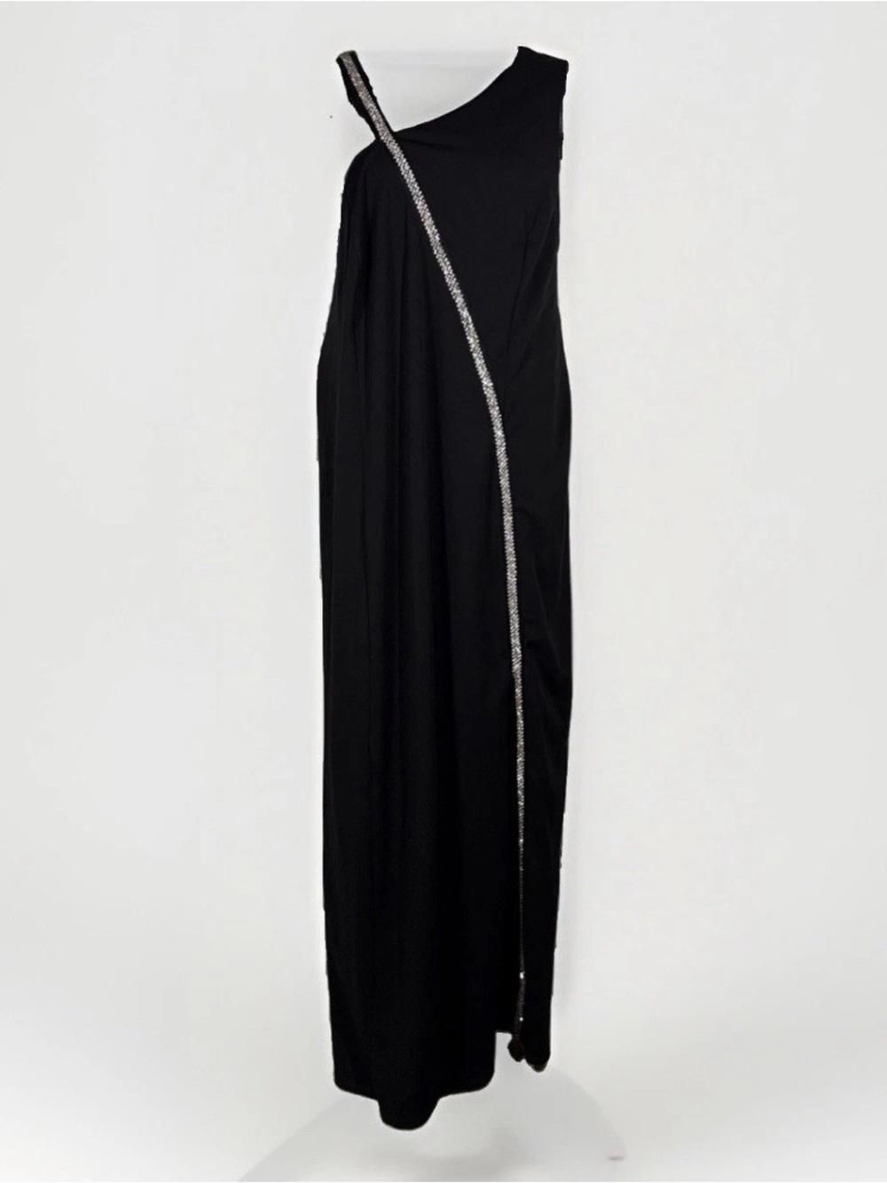 Torrid Gown Dress 24 Black Crepe Rhinestone accents formal maxi long